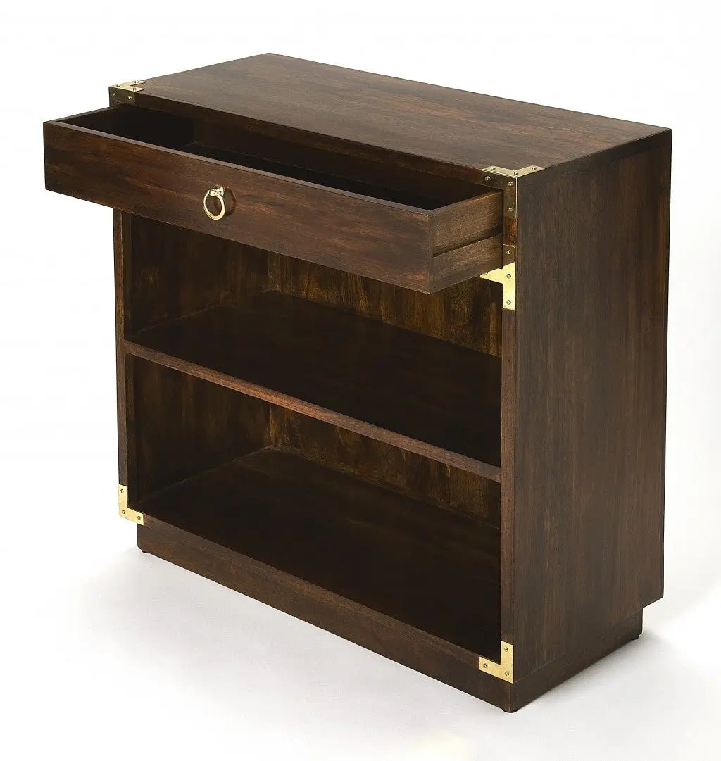28" Dark Brown Wood Two Tier Bookcase with A Drawer Homeroots Office