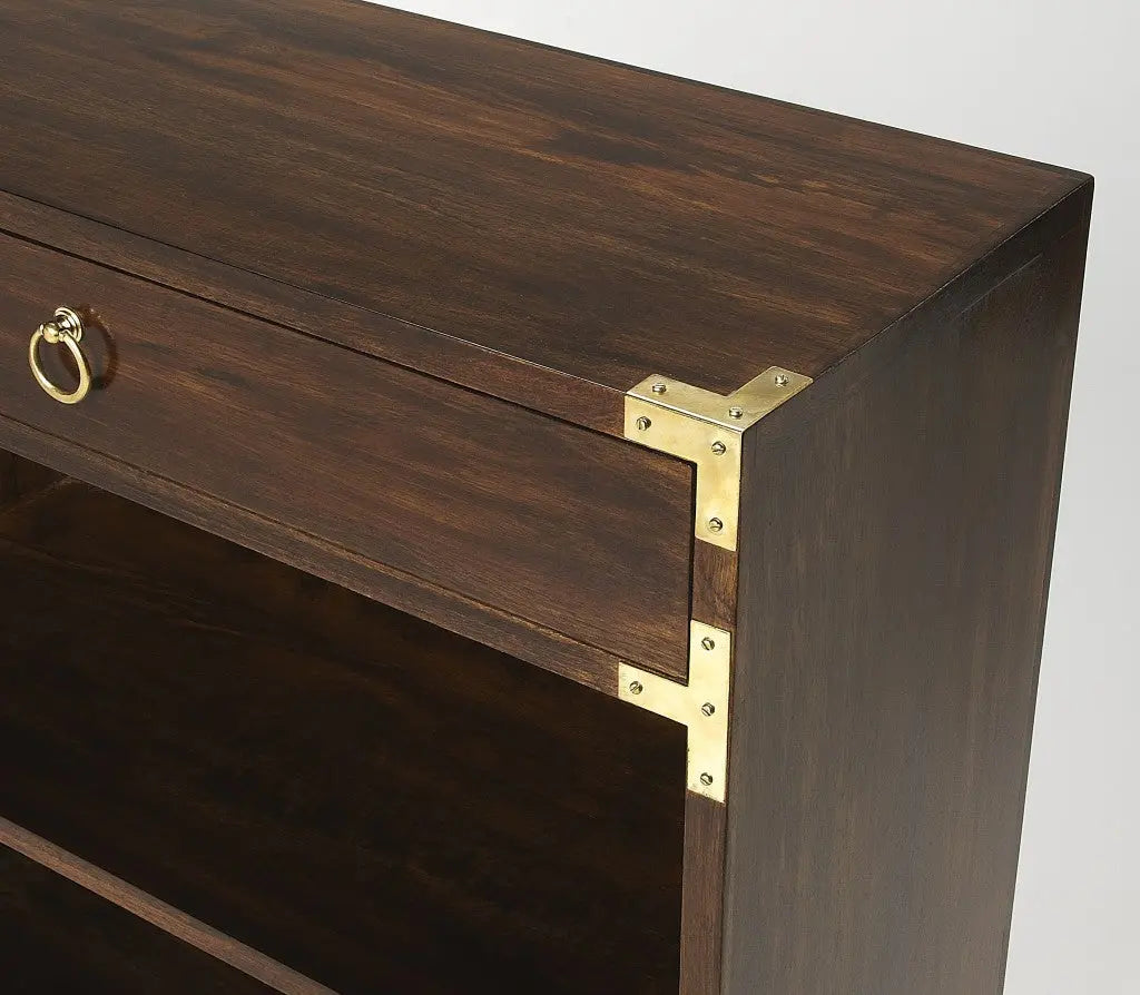28" Dark Brown Wood Two Tier Bookcase with A Drawer Homeroots Office