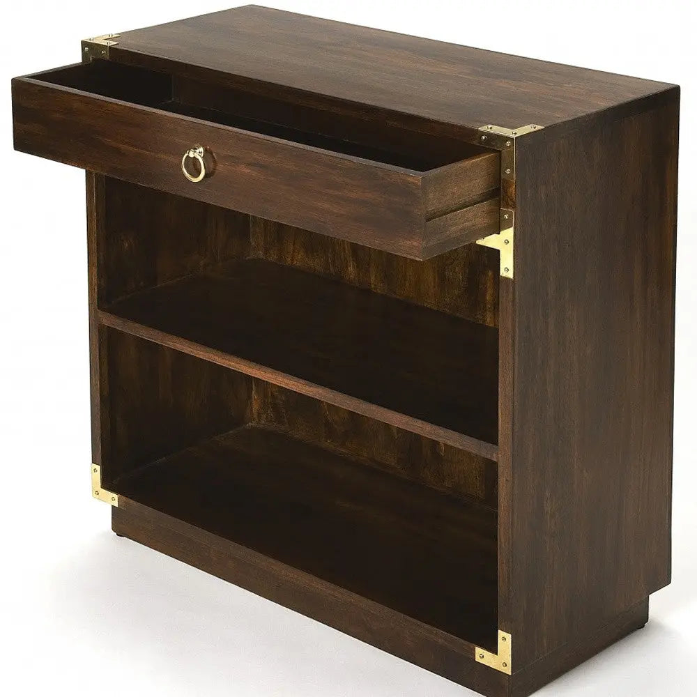 28" Dark Brown Wood Two Tier Bookcase with A Drawer Homeroots Office