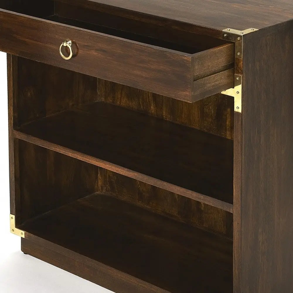 28" Dark Brown Wood Two Tier Bookcase with A Drawer Homeroots Office