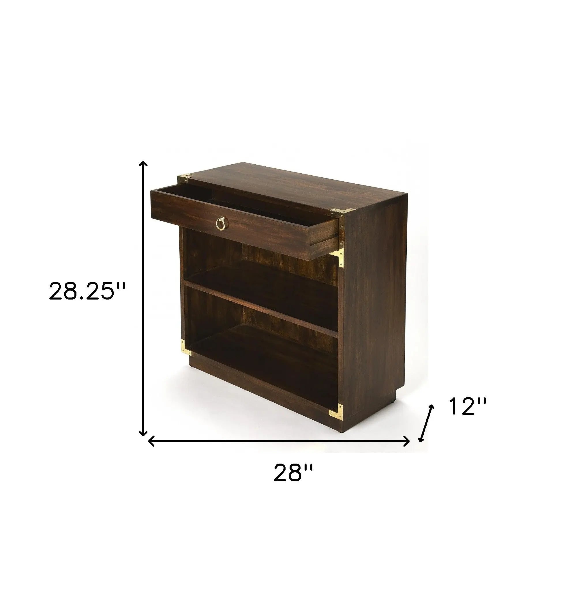 28" Dark Brown Wood Two Tier Bookcase with A Drawer Homeroots Office