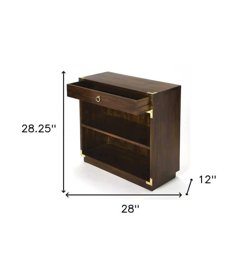 28" Dark Brown Wood Two Tier Bookcase with A Drawer Homeroots Office
