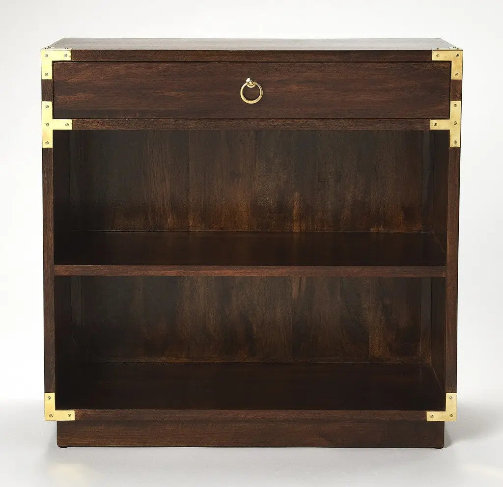 28" Dark Brown Wood Two Tier Bookcase with A Drawer Homeroots Office