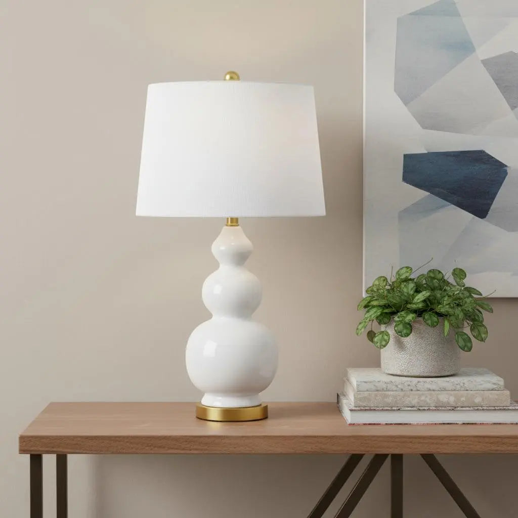 28" Gold Novelty Table Lamp With Drum Shade Homeroots Lighting
