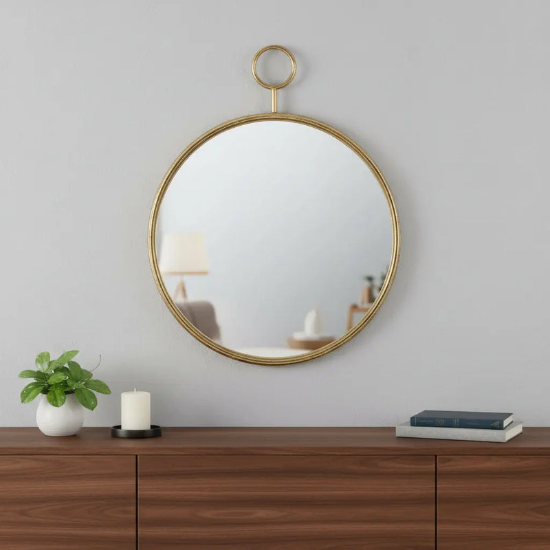 28" Gold Round Iron Framed Accent Mirror Homeroots Bed & Bath