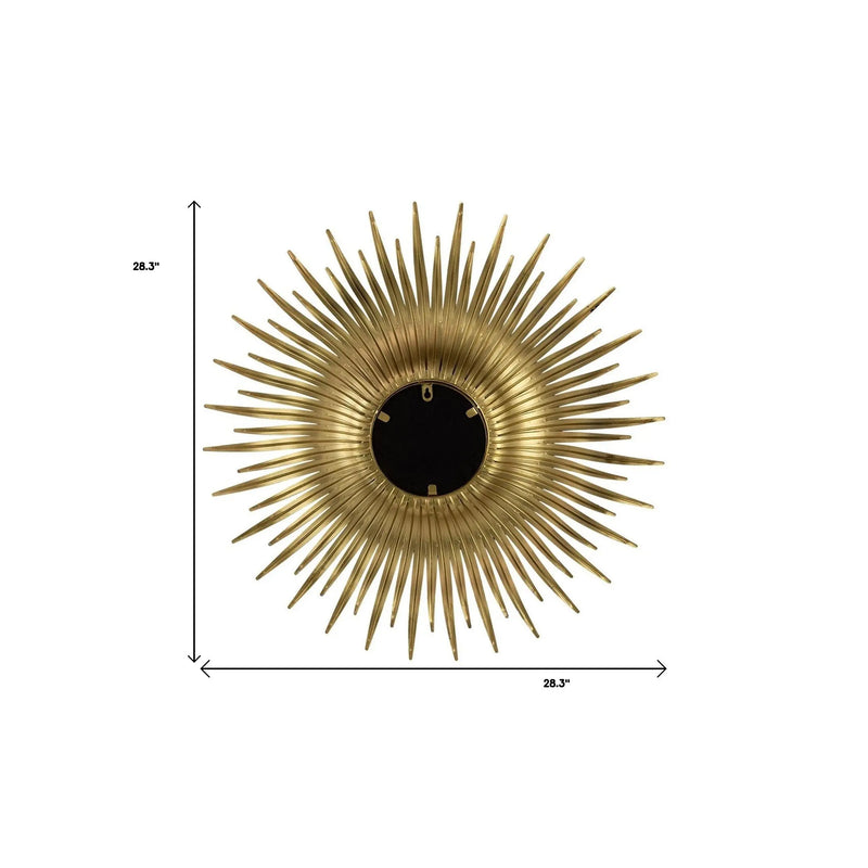 28" Gold Sunburst Iron Framed Accent Mirror Homeroots Bed & Bath