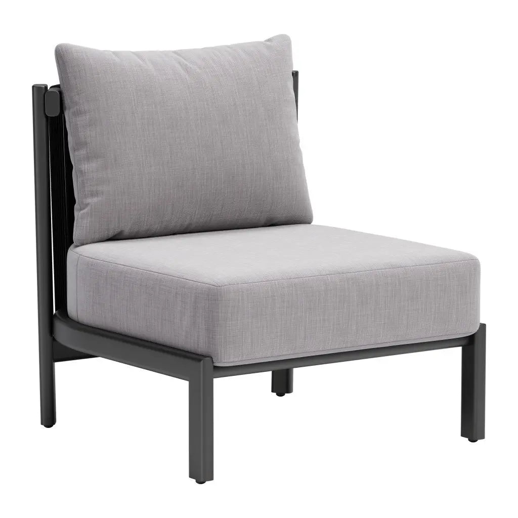 28" Gray And Black Fabric Side Chair Homeroots Living Room