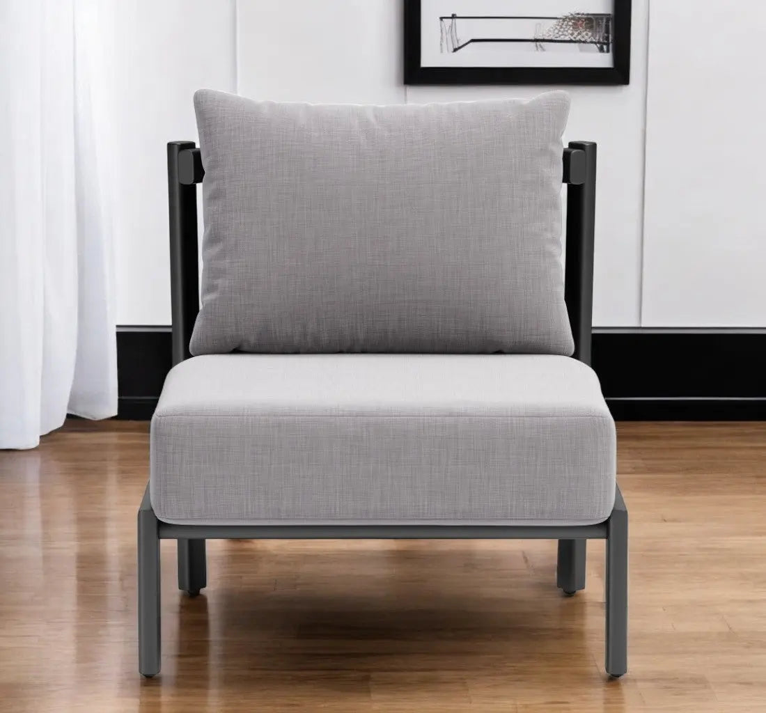 28" Gray And Black Fabric Side Chair Homeroots Living Room