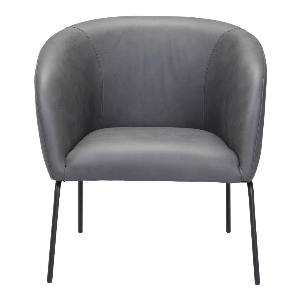 28" Gray And Black Faux Leather And Upholstered Club Chair Homeroots Living Room