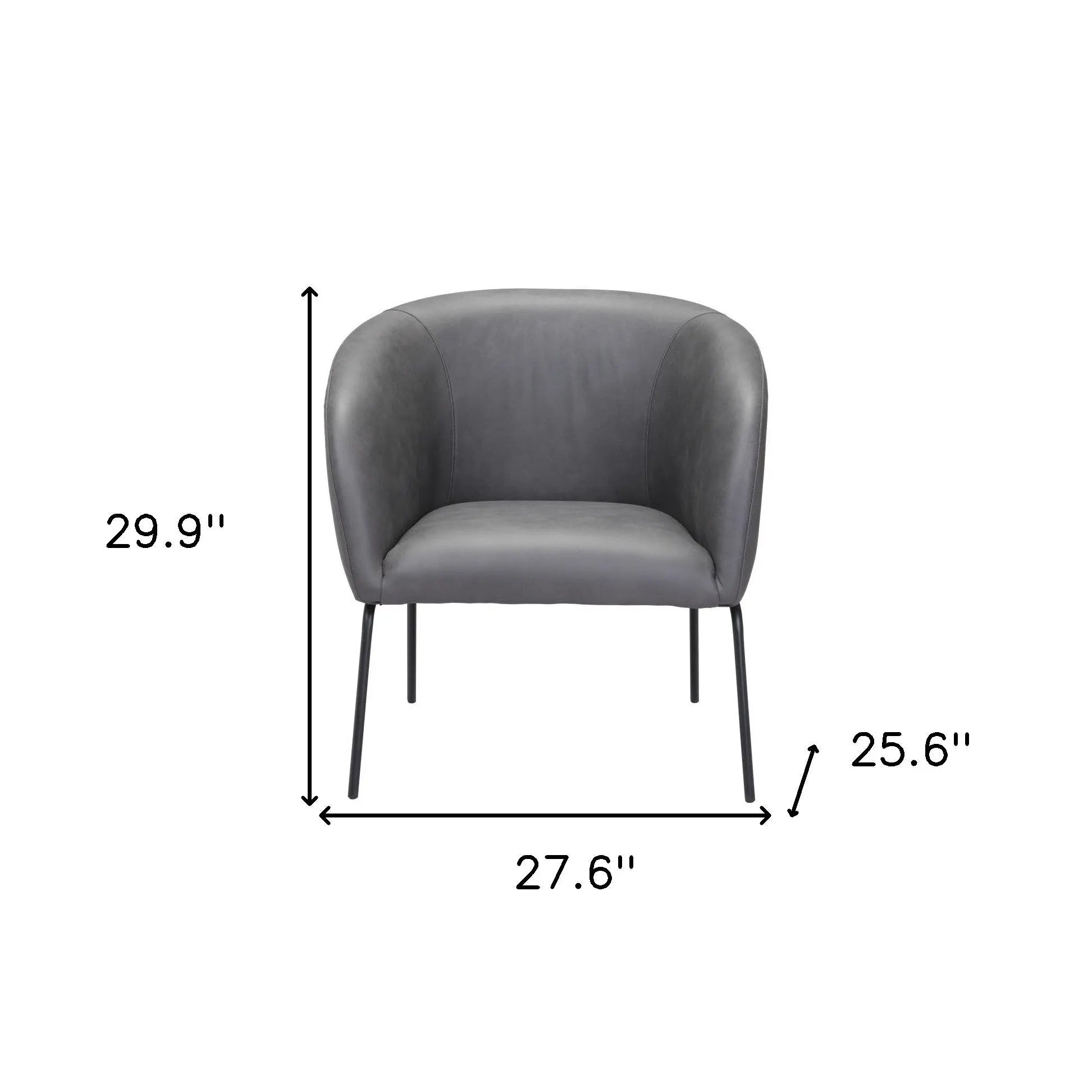 28" Gray And Black Faux Leather And Upholstered Club Chair Homeroots Living Room