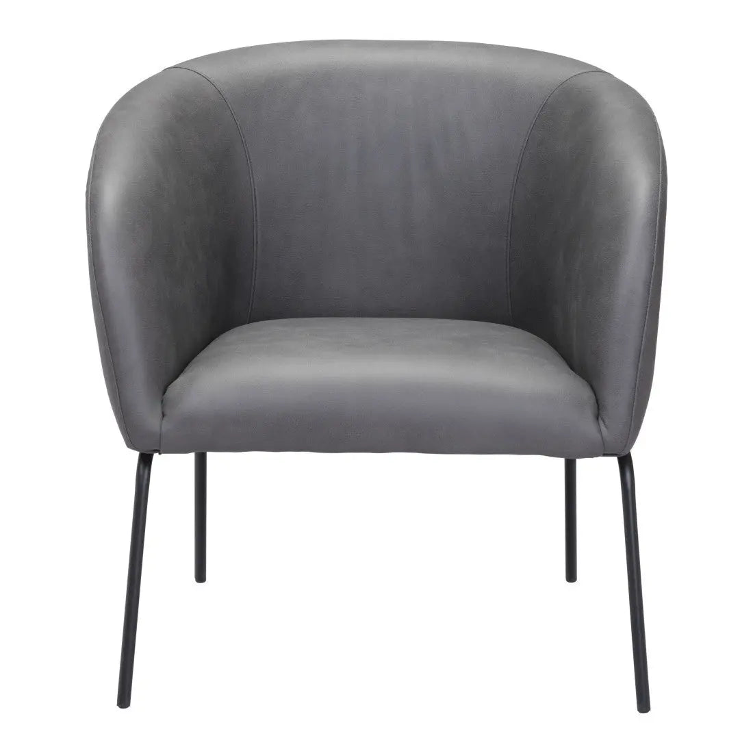 28" Gray And Black Faux Leather And Upholstered Club Chair Homeroots Living Room