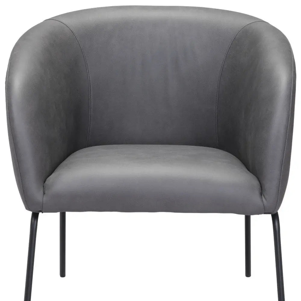 28" Gray And Black Faux Leather And Upholstered Club Chair Homeroots Living Room