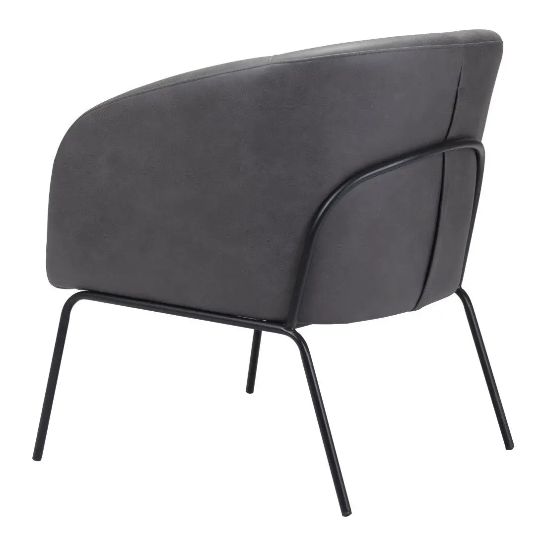28" Gray And Black Faux Leather And Upholstered Club Chair Homeroots Living Room