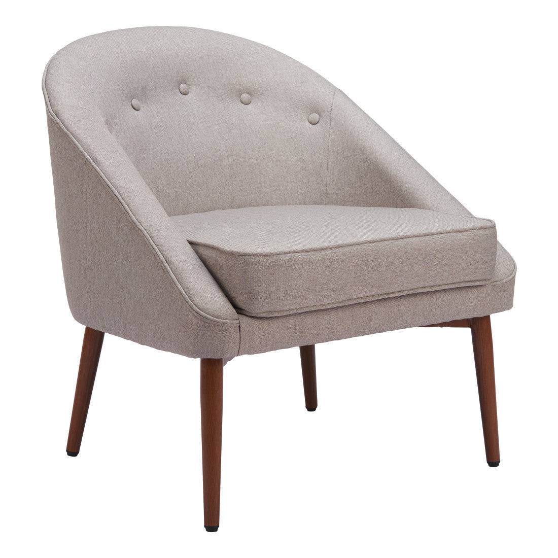 28" Gray And Brown Fabric And Upholstered Tufted Barrel Chair Homeroots Living Room