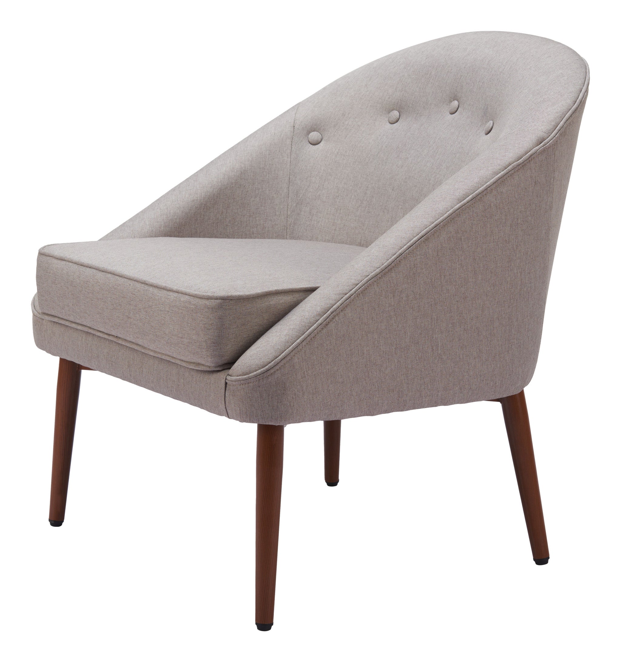 28" Gray And Brown Fabric And Upholstered Tufted Barrel Chair Homeroots Living Room