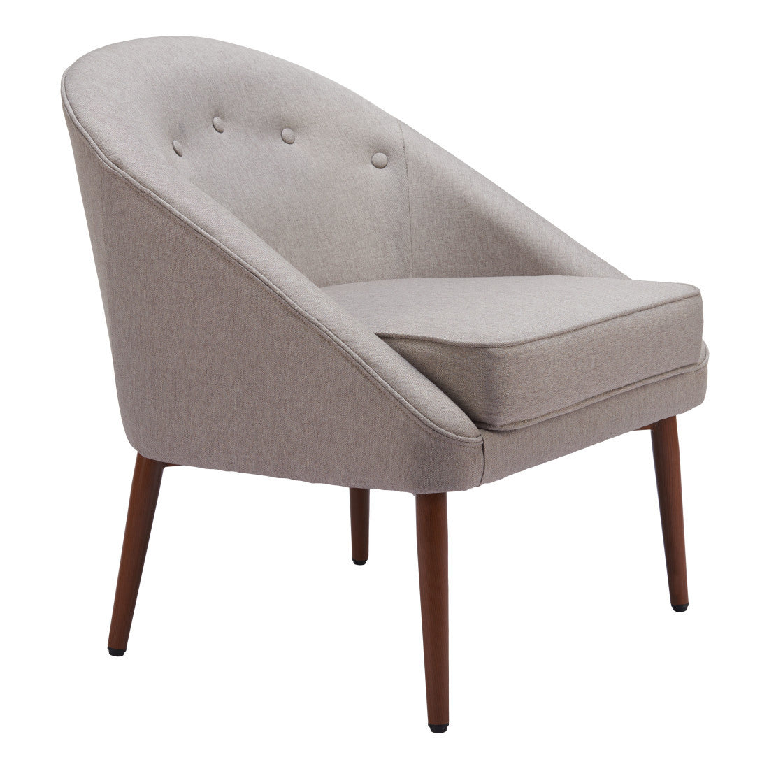 28" Gray And Brown Fabric And Upholstered Tufted Barrel Chair Homeroots Living Room