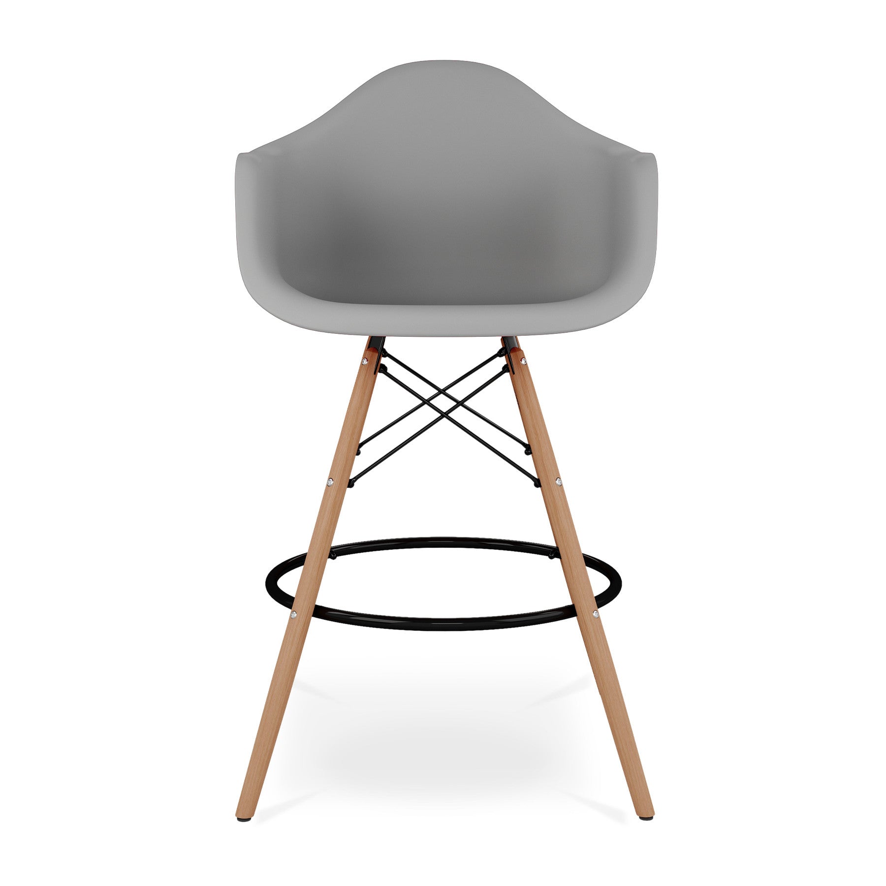 28" Gray And Brown Heavy Duty Plastic And Solid Wood Low Back Counter Height Bar Chair Homeroots Living Room