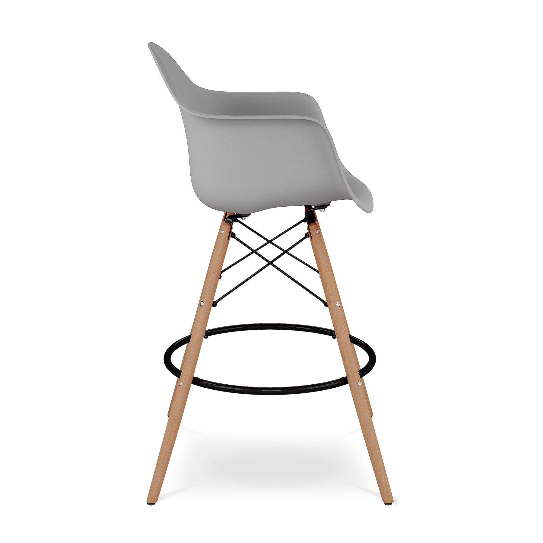28" Gray And Brown Heavy Duty Plastic And Solid Wood Low Back Counter Height Bar Chair Homeroots Living Room