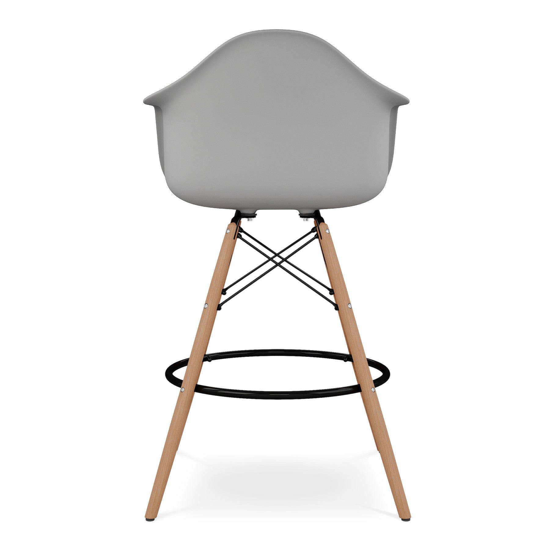 28" Gray And Brown Heavy Duty Plastic And Solid Wood Low Back Counter Height Bar Chair Homeroots Living Room