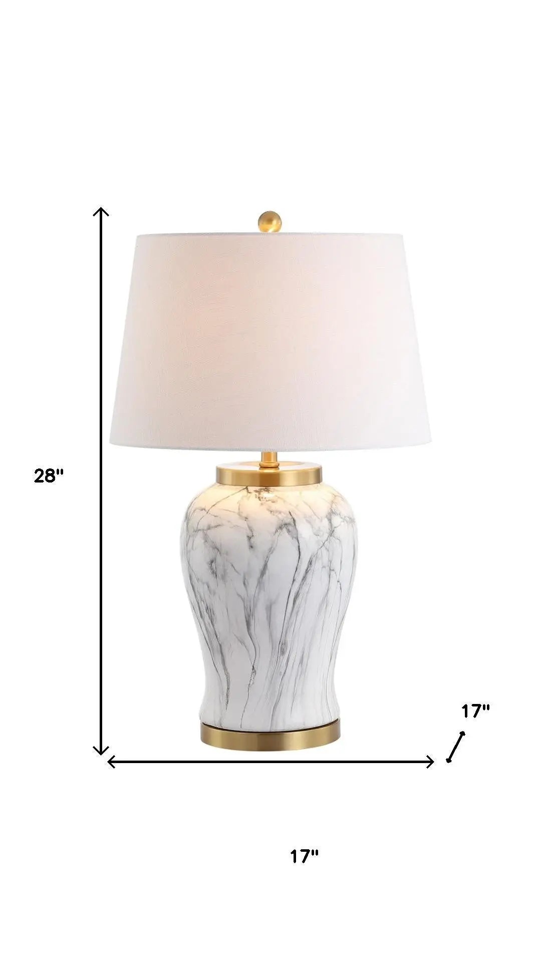 28" Gray White And Gold Urn Table Lamp With Empire Shade Homeroots Lighting