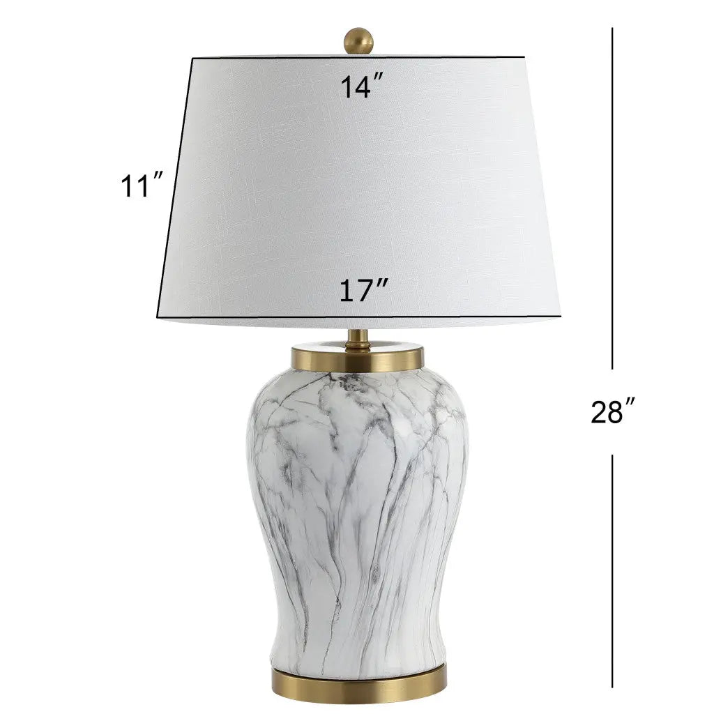 28" Gray White And Gold Urn Table Lamp With Empire Shade Homeroots Lighting