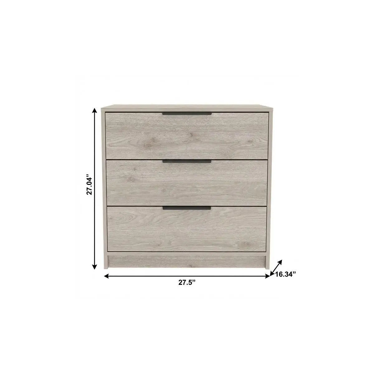 28" Light Gray Wood Three Drawer Dresser Homeroots Bed & Bath