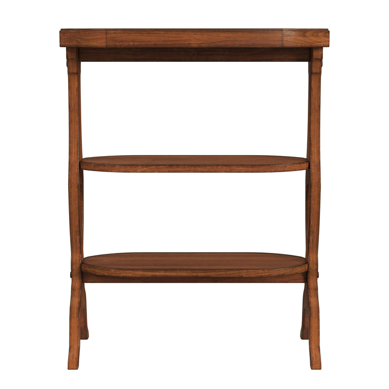 28" Medium Brown Manufactured Wood Octagon End Table With Two Shelves Homeroots Living Room