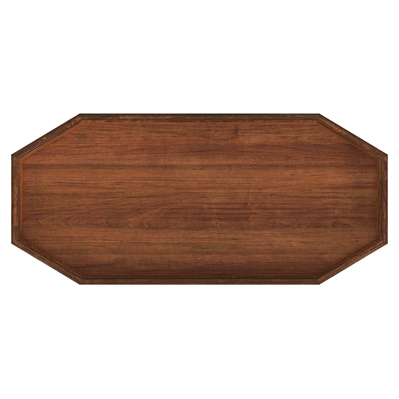 28" Medium Brown Manufactured Wood Octagon End Table With Two Shelves Homeroots Living Room