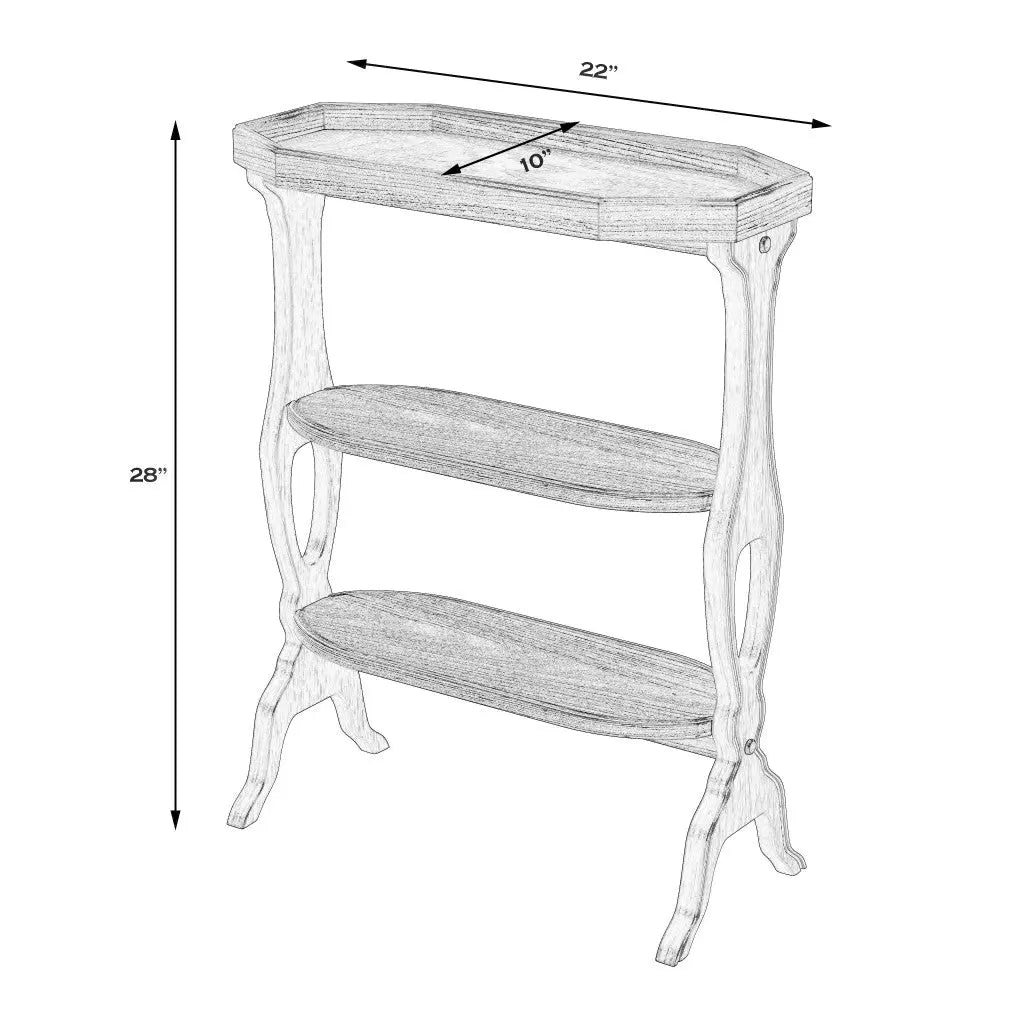 28" Medium Brown Manufactured Wood Octagon End Table With Two Shelves Homeroots Living Room