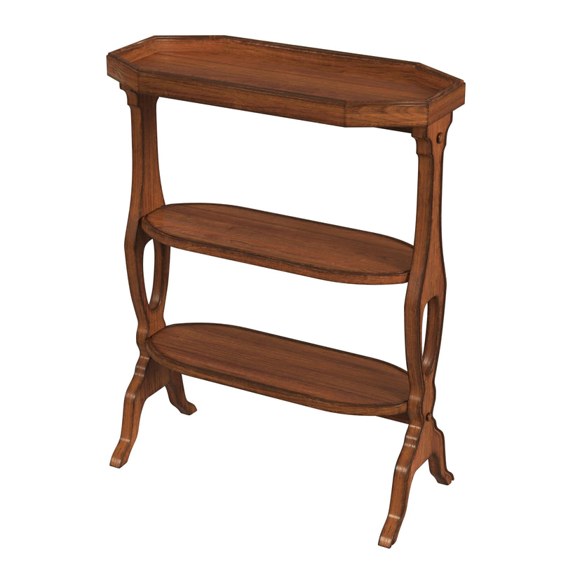 28" Medium Brown Manufactured Wood Octagon End Table With Two Shelves Homeroots Living Room