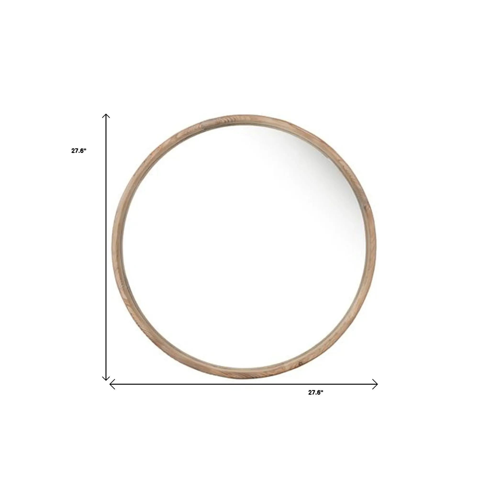 28" Natural Rustic Brown Wood Frame Round Wall Mounted Accent Mirror Homeroots Bed & Bath