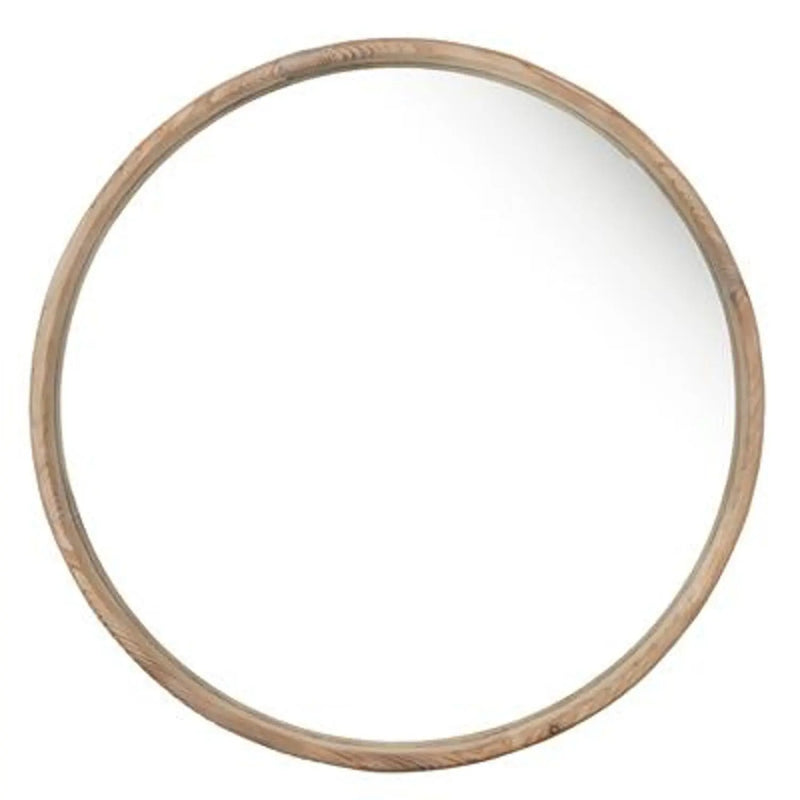 28" Natural Rustic Brown Wood Frame Round Wall Mounted Accent Mirror Homeroots Bed & Bath