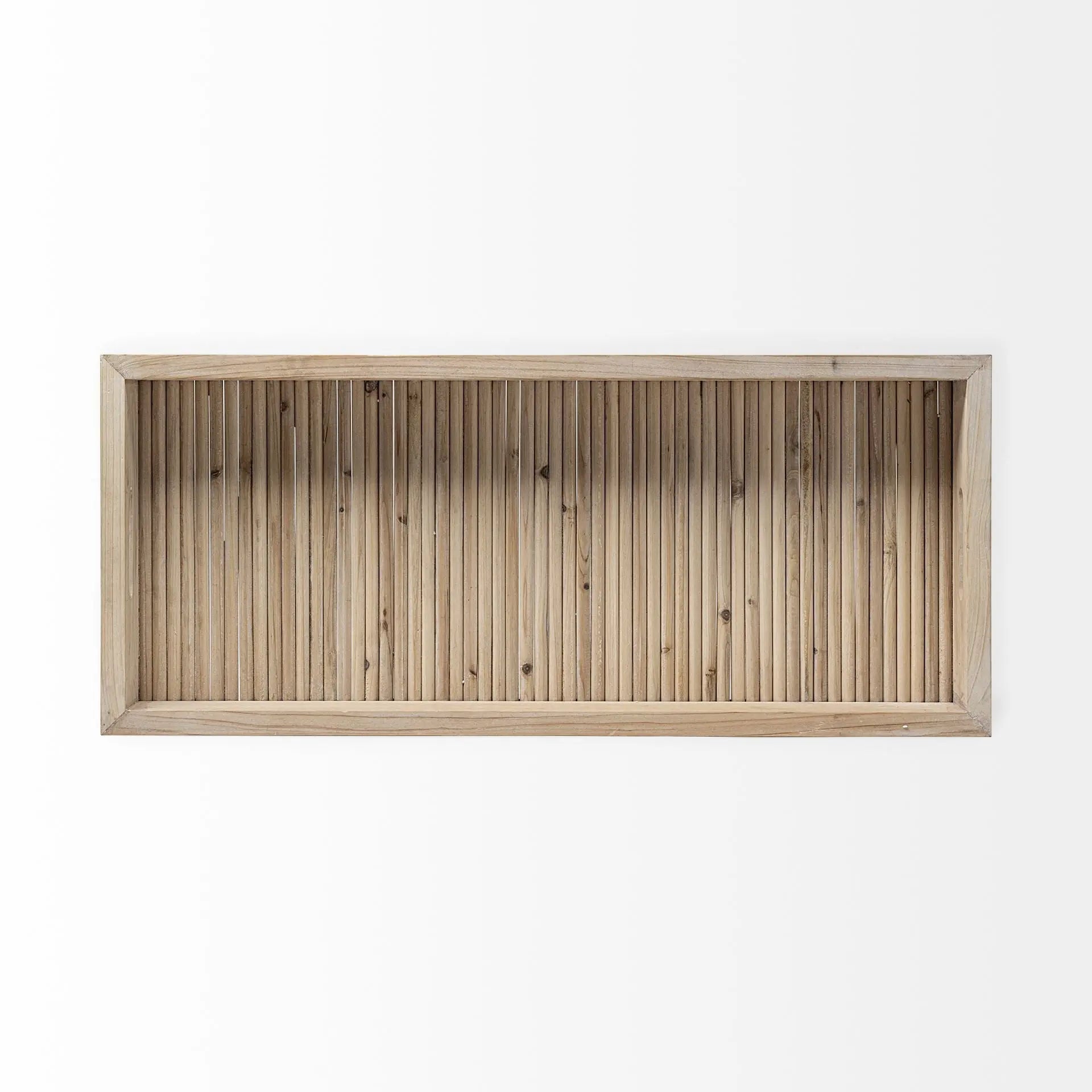 28" Natural Wood Indoor Outdoor Tray With Handles Homeroots Kitchen & Dining