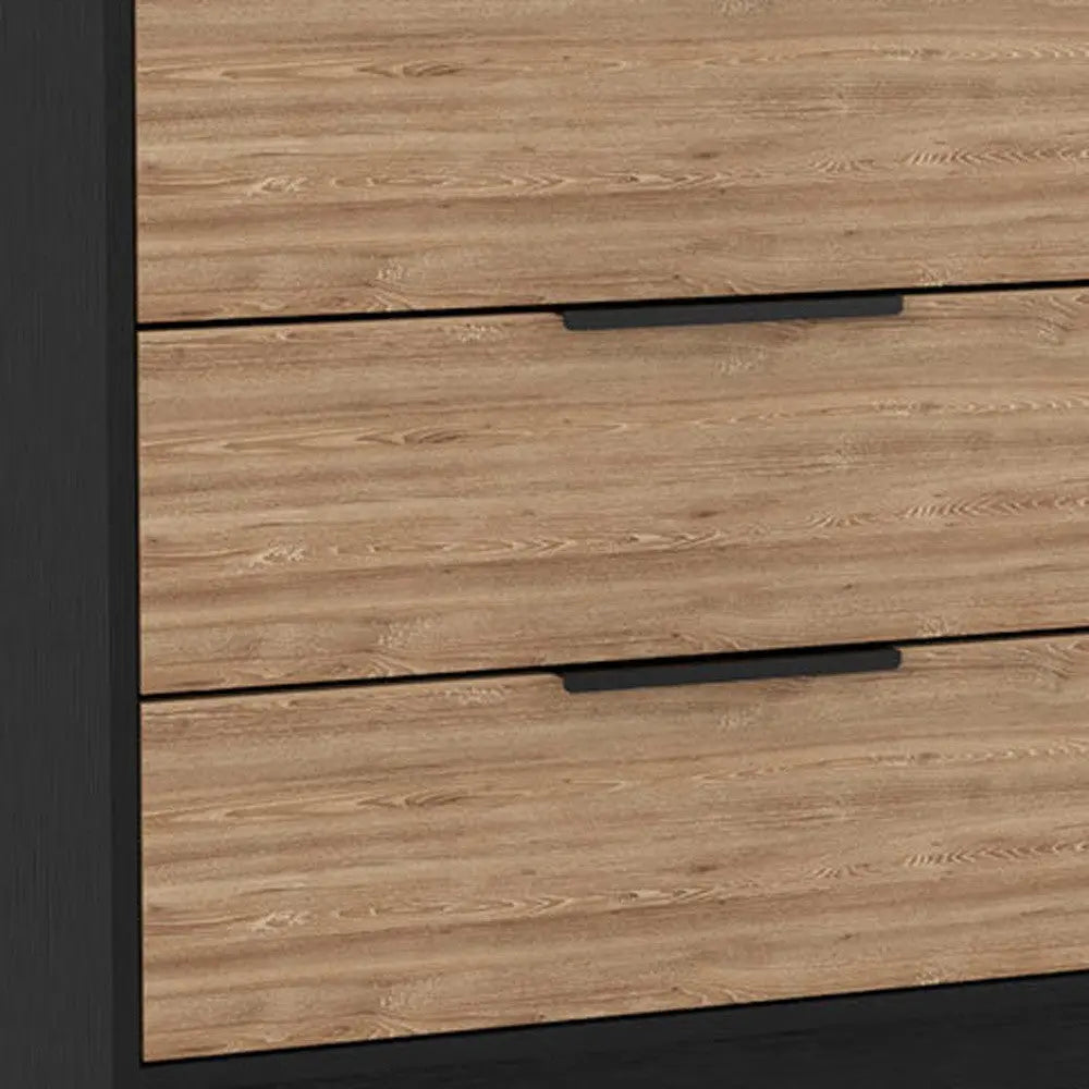 28" Natural and Black Three Drawer Dresser Homeroots Bed & Bath