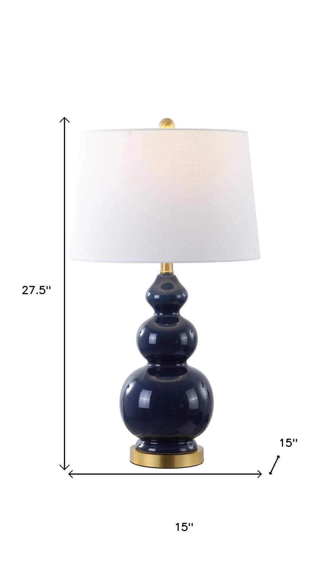 28" Navy Blue And Gold Novelty Table Lamp With Empire Shade Homeroots Lighting