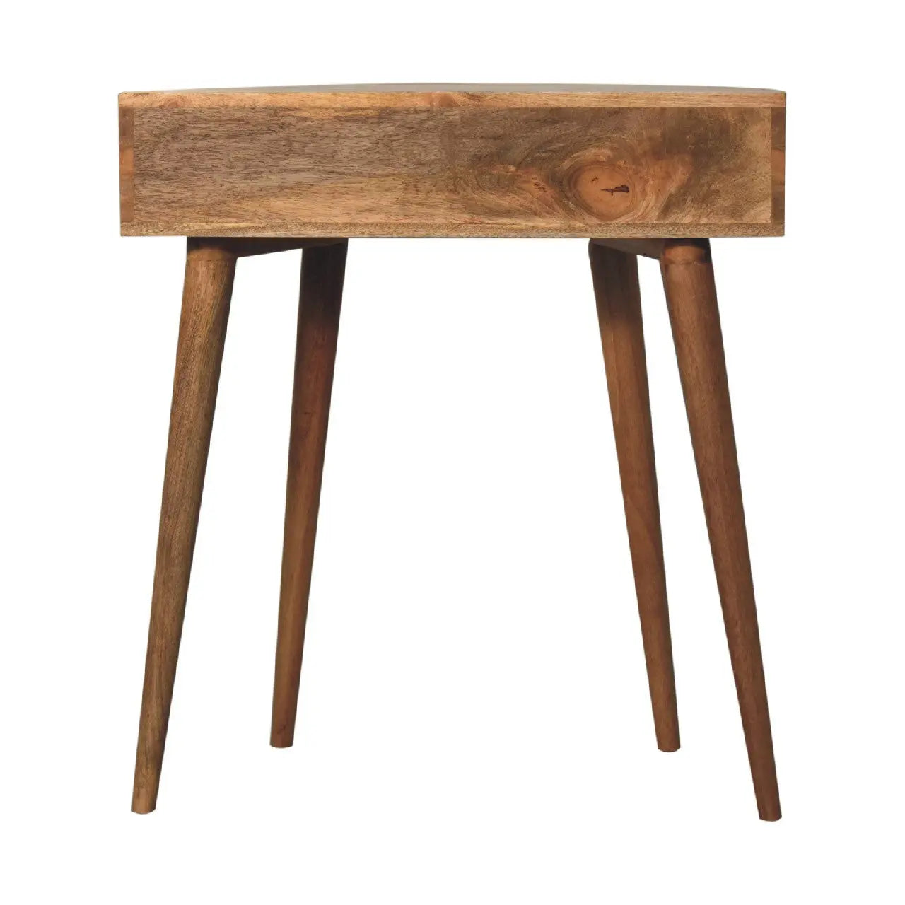 28" Oak and Natural Solid Wood Half Moon Console Table With Drawer Homeroots Living Room