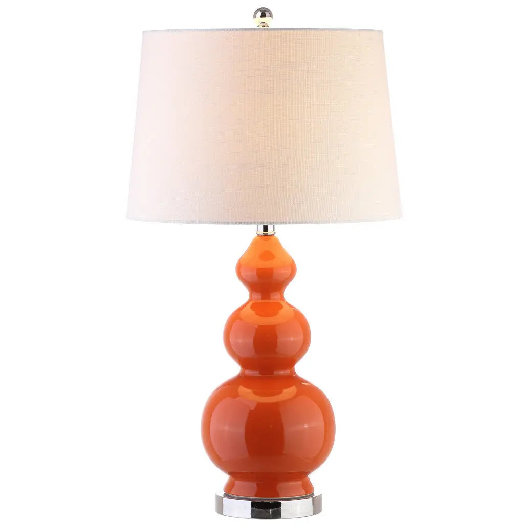 28" Orange And Silver Novelty Table Lamp With Drum Shade Homeroots Lighting