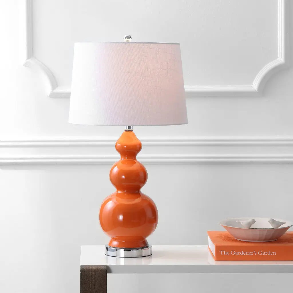 28" Orange And Silver Novelty Table Lamp With Drum Shade Homeroots Lighting