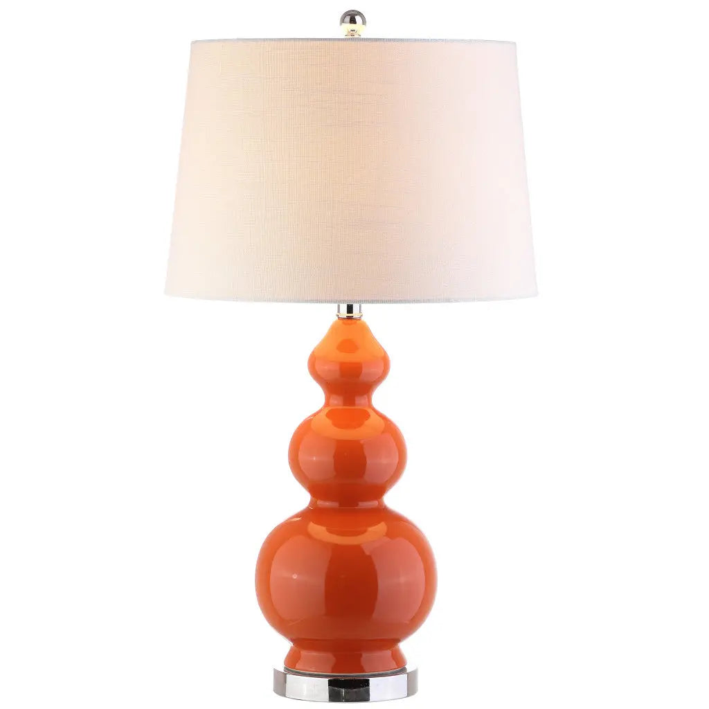 28" Orange And Silver Novelty Table Lamp With Drum Shade Homeroots Lighting