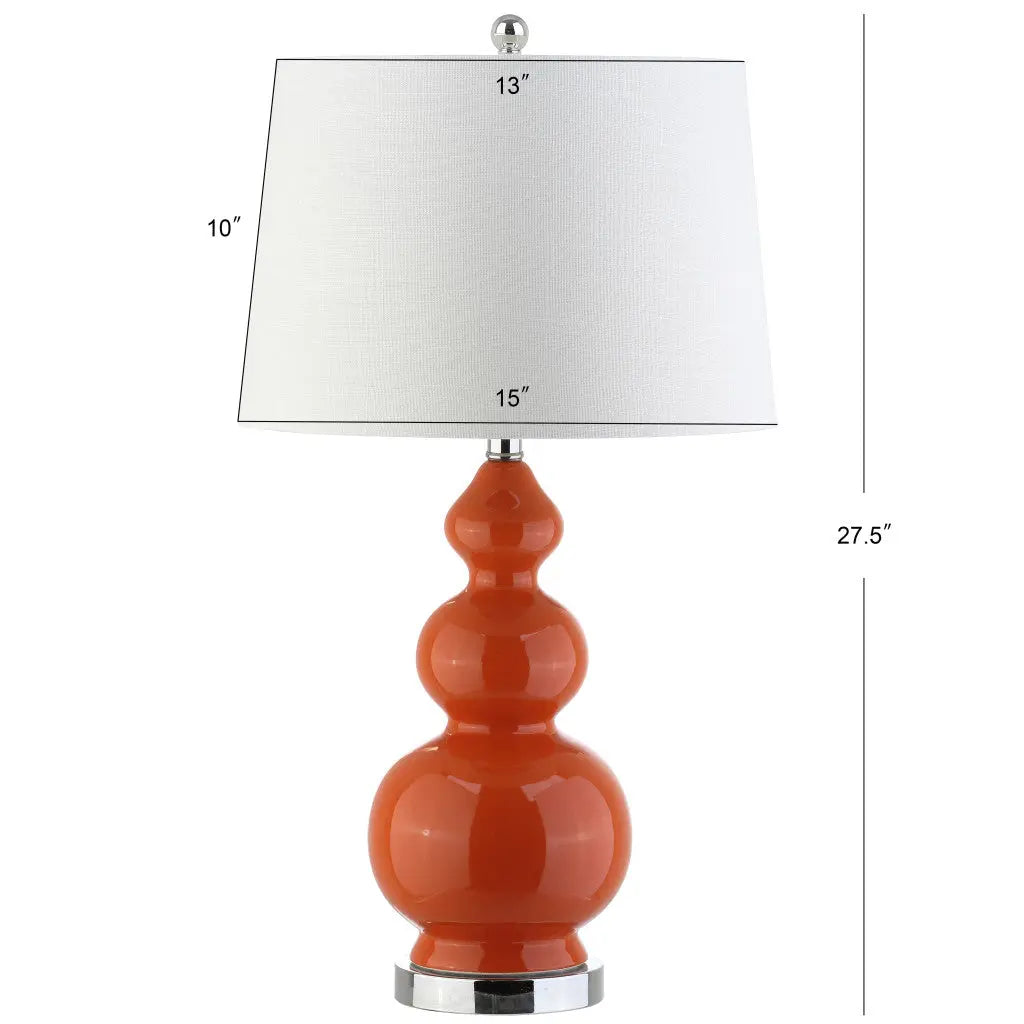 28" Orange And Silver Novelty Table Lamp With Drum Shade Homeroots Lighting