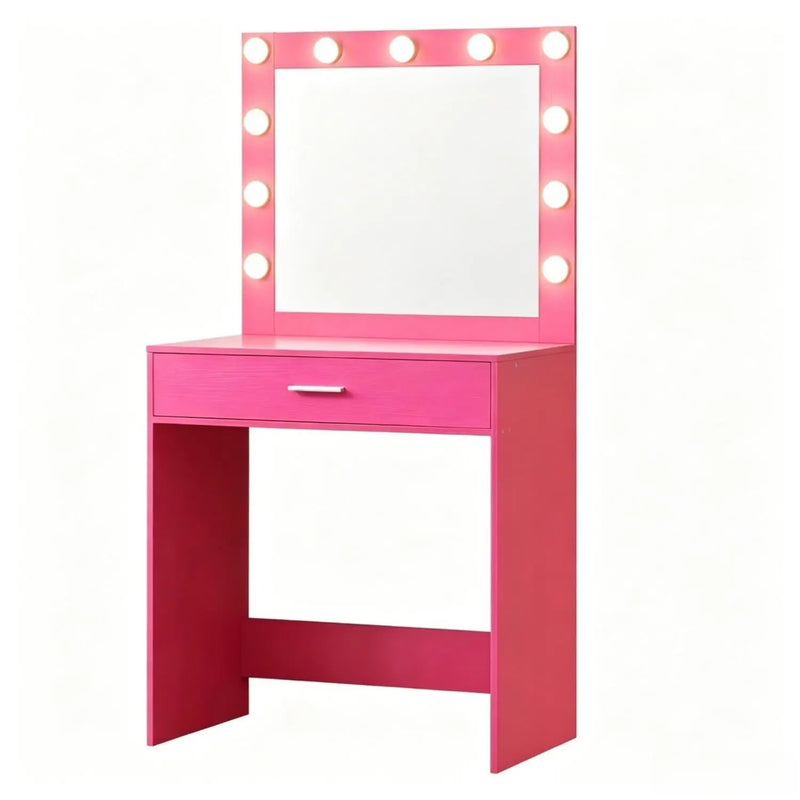 28" Pink Wood Mirrored Vanity Table Homeroots Living Room