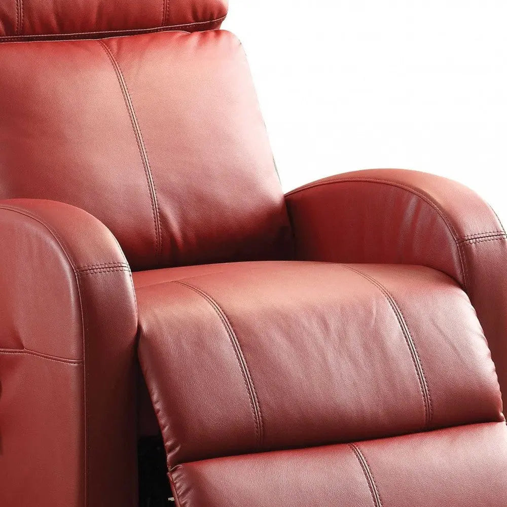 28" Red Tufted Faux Leather Power Lift Assist Recliner Homeroots Living Room