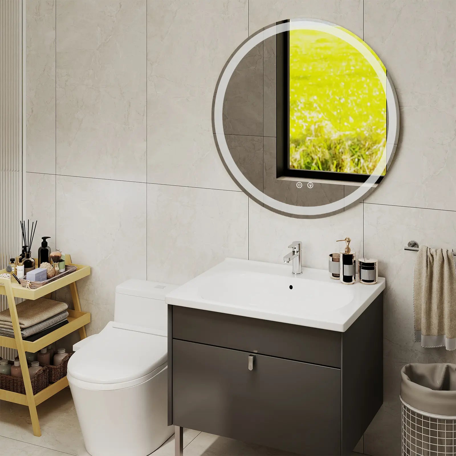28" Round Lighted Frameless Anti Fog Bathroom Vanity Mirror Homeroots Bed & Bath