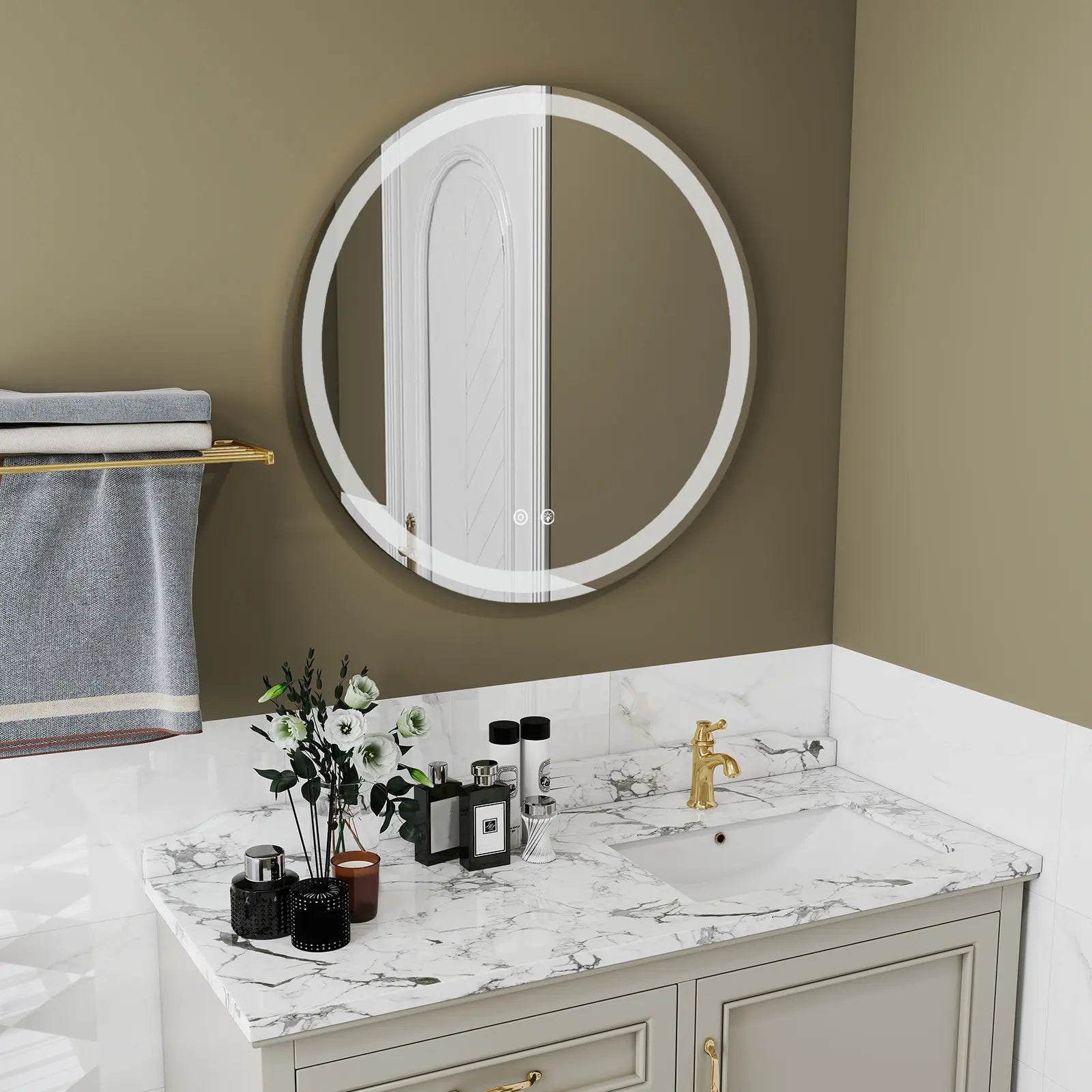 28" Round Lighted Frameless Anti Fog Bathroom Vanity Mirror Homeroots Bed & Bath