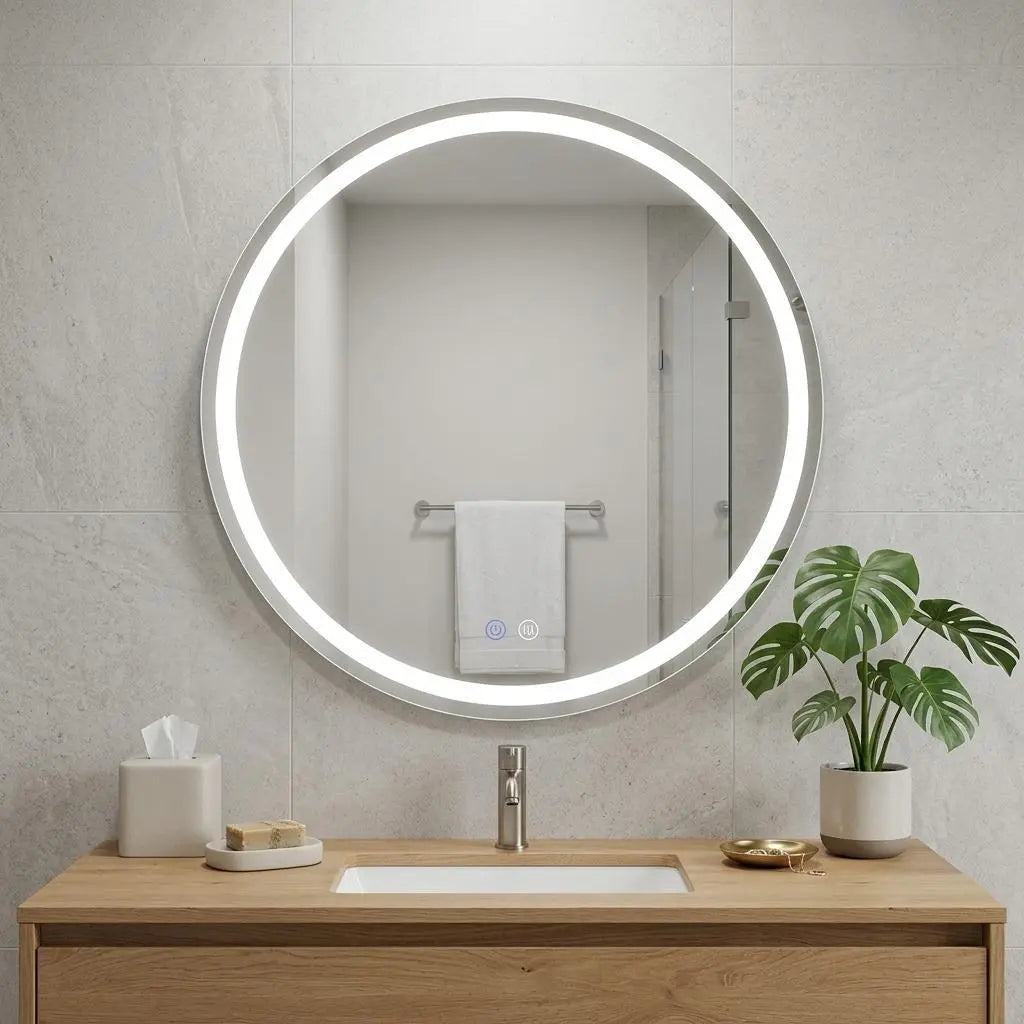 28" Round Lighted Frameless Anti Fog Bathroom Vanity Mirror Homeroots Bed & Bath