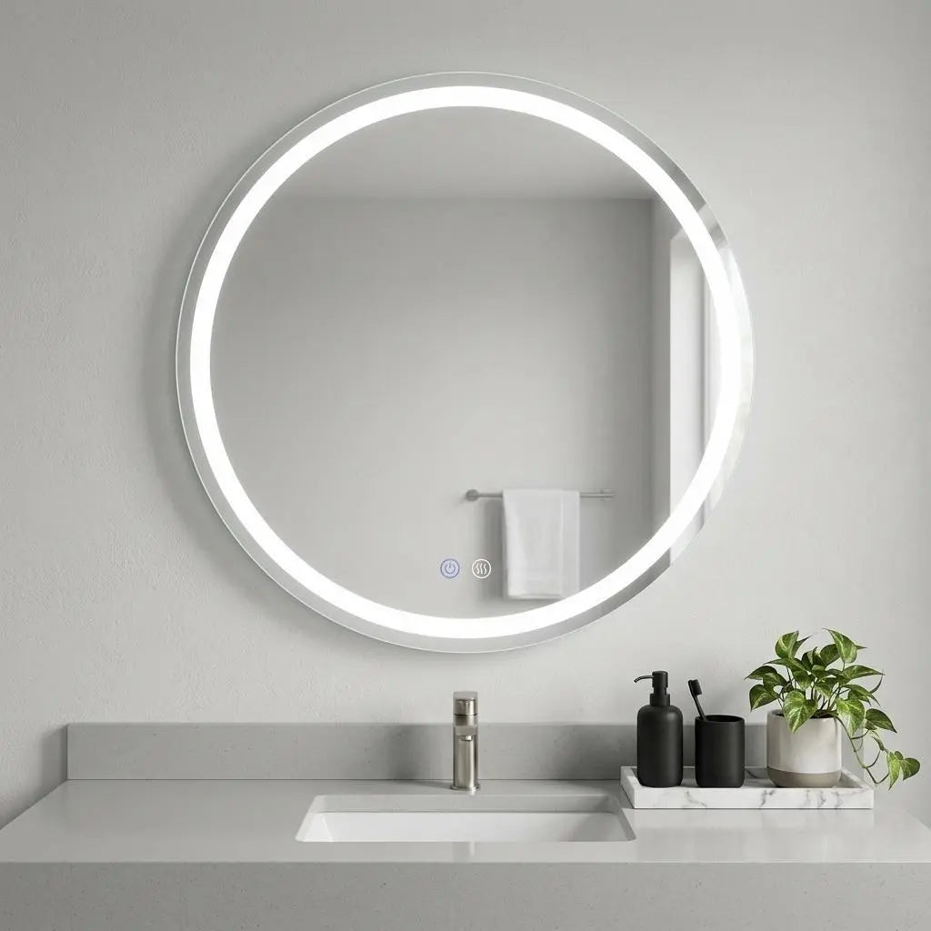 28" Round Lighted Frameless Anti Fog Bathroom Vanity Mirror Homeroots Bed & Bath
