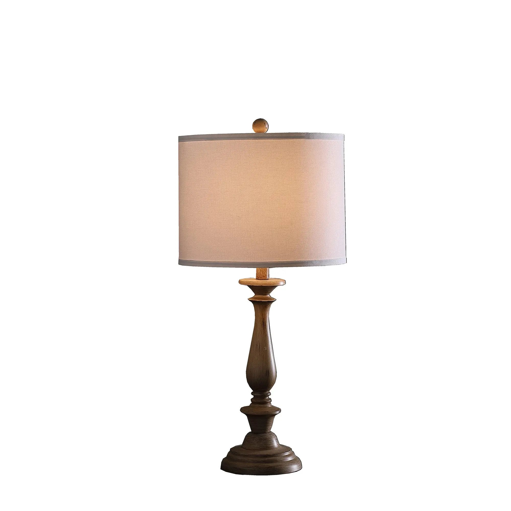 28" Rustic Taupe Cream Candlestick Table Lamp With White Shade Homeroots Lighting