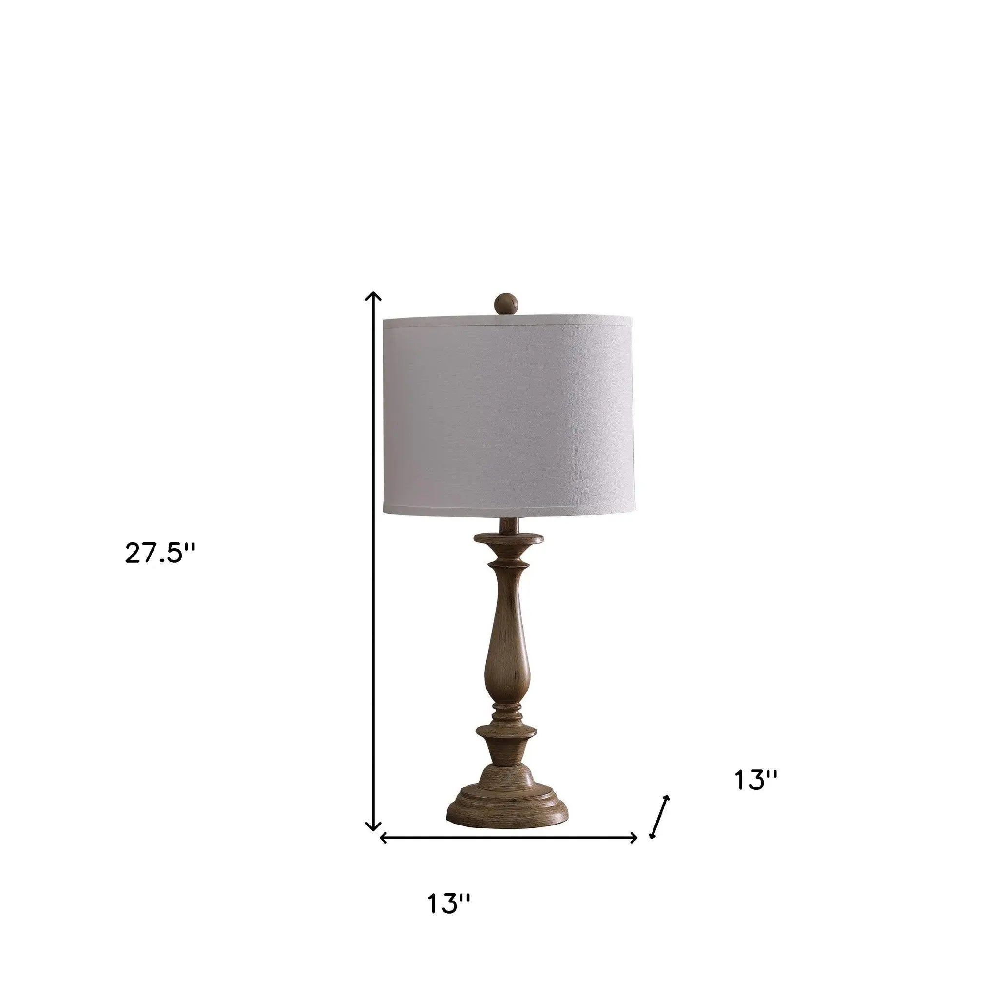 28" Rustic Taupe Cream Candlestick Table Lamp With White Shade Homeroots Lighting