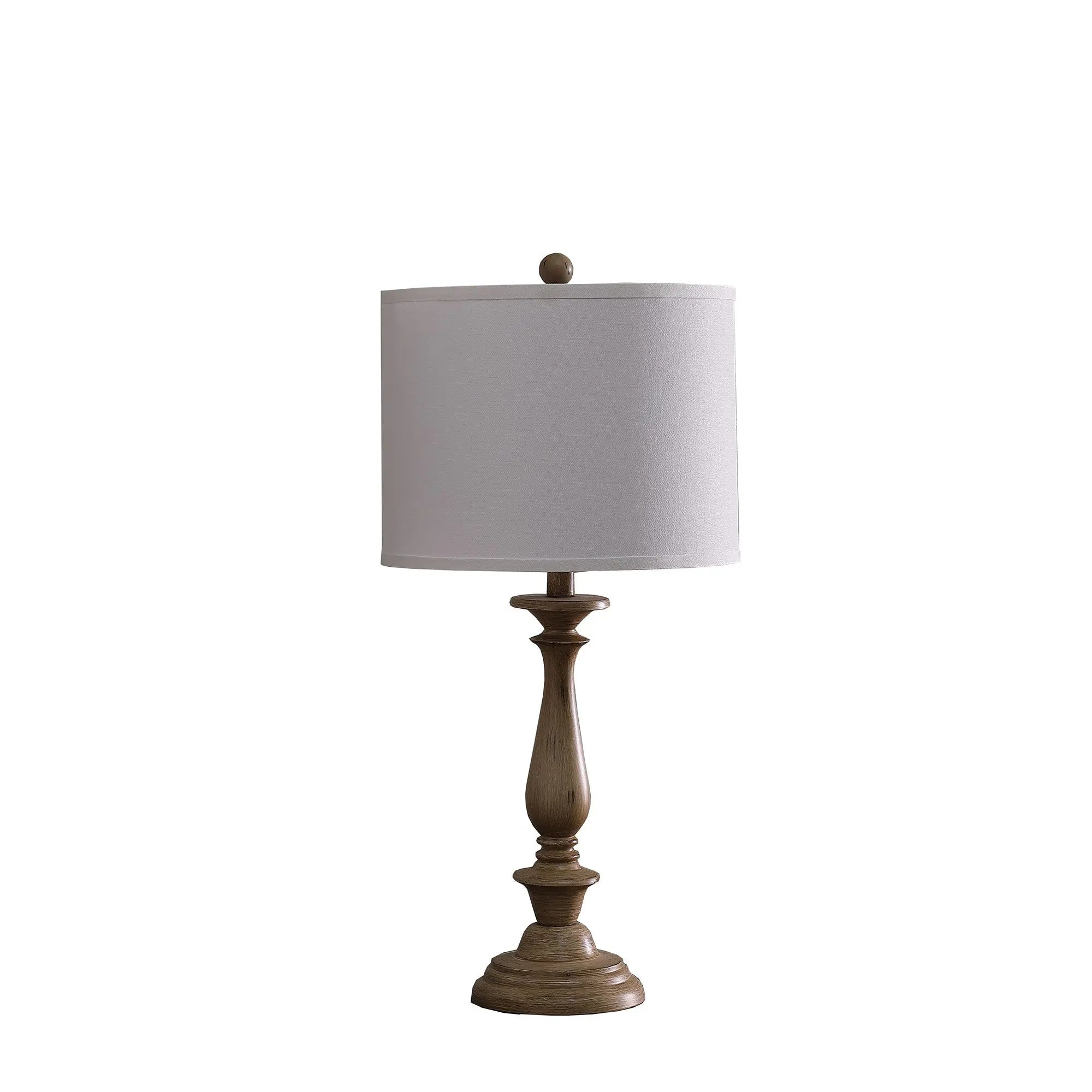 28" Rustic Taupe Cream Candlestick Table Lamp With White Shade Homeroots Lighting