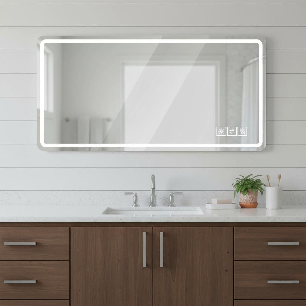 28" Silver Lighted Frameless Bathroom Vanity Mirror Homeroots Bed & Bath
